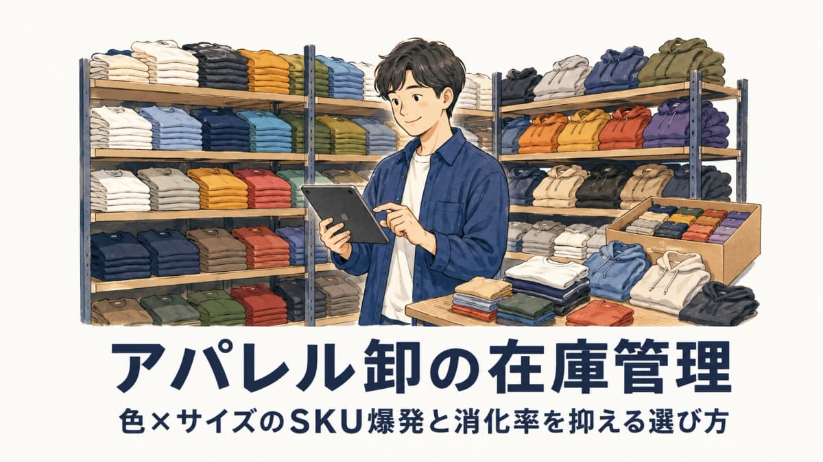 アパレル卸の在庫管理システム|色・サイズのSKU爆発と消化率を抑える選び方