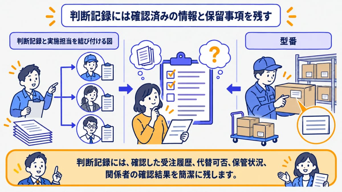 判断記録と実施担当を結び付ける図