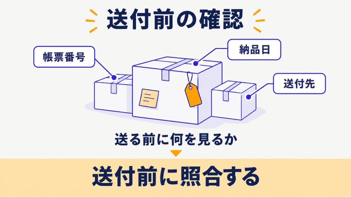 納品書を再送する前に番号と日付と送付先を確認する手順