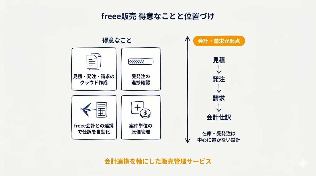 freee販売の機能範囲と位置づけ