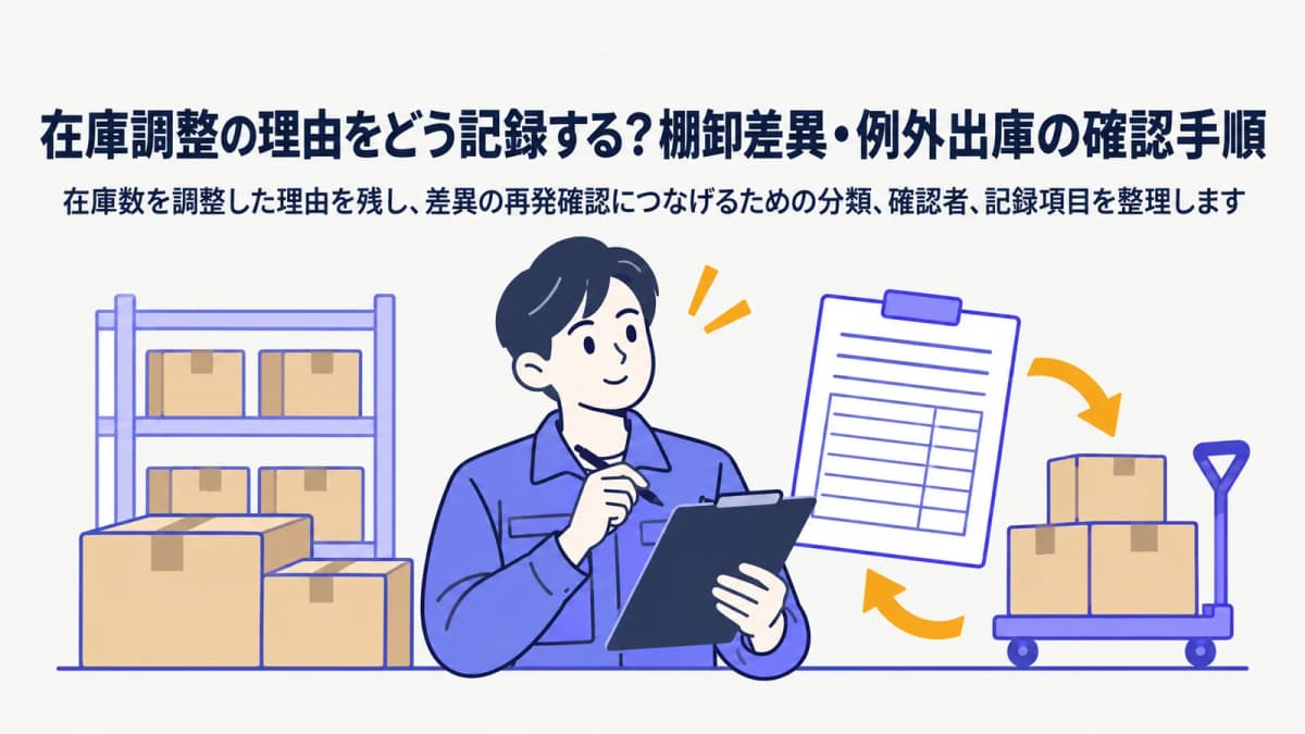 在庫調整の理由をどう記録する?棚卸差異・例外出庫の確認手順