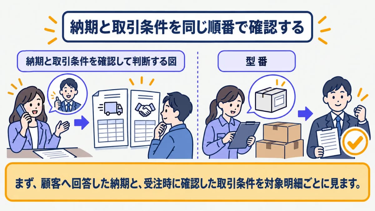 納期と取引条件を確認して判断する図