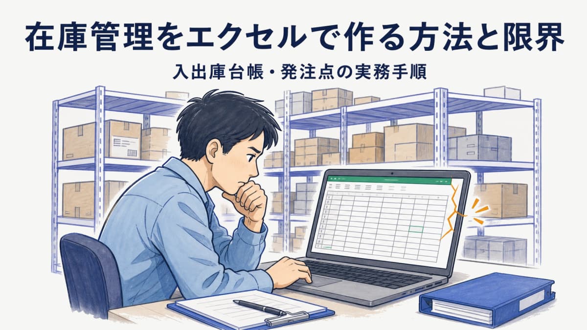 在庫管理をエクセルで作る方法と限界|入出庫台帳・発注点の実務手順