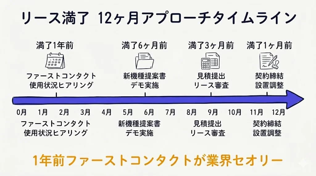 リース満了 12ヶ月アプローチタイムライン
