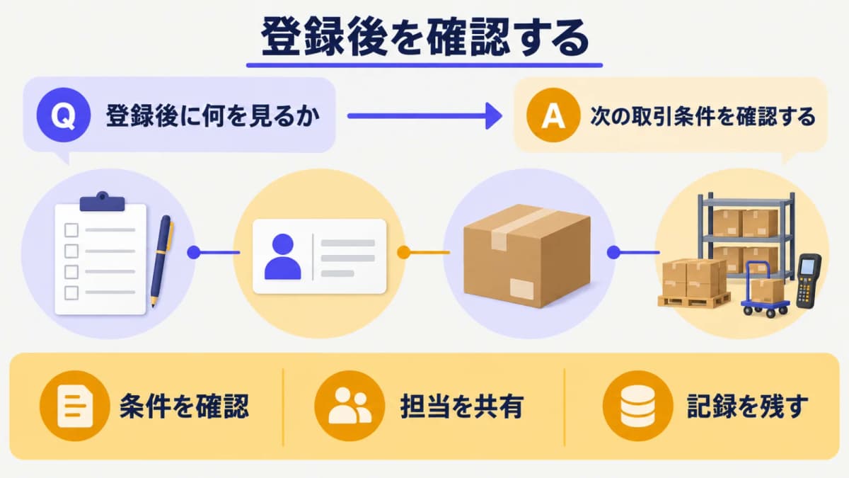 登録後の確認をするチェック表とペン