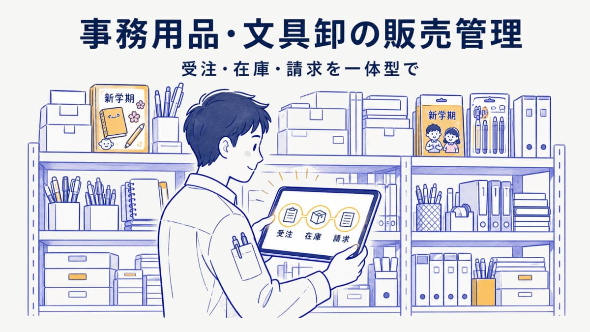 事務用品・文具卸の販売管理|SKU・単位変換・季節在庫を一体型で