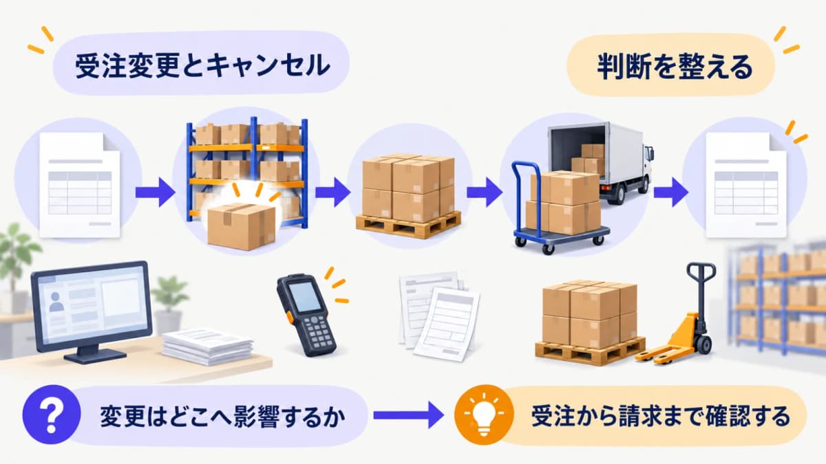 受注変更・キャンセルの処理|出荷前に発注・在庫・請求を整える手順