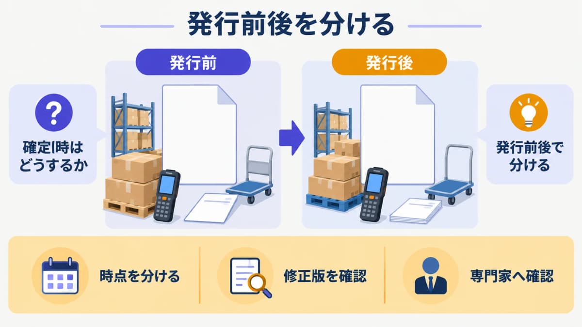発行前と発行後の差額処理を分ける請求書