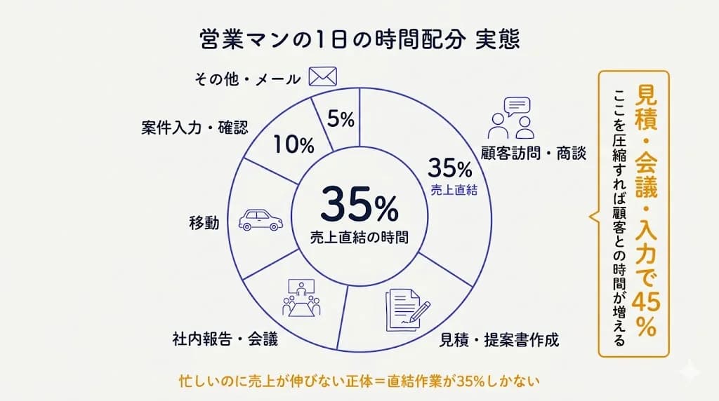 営業マンの1日の時間配分 実態