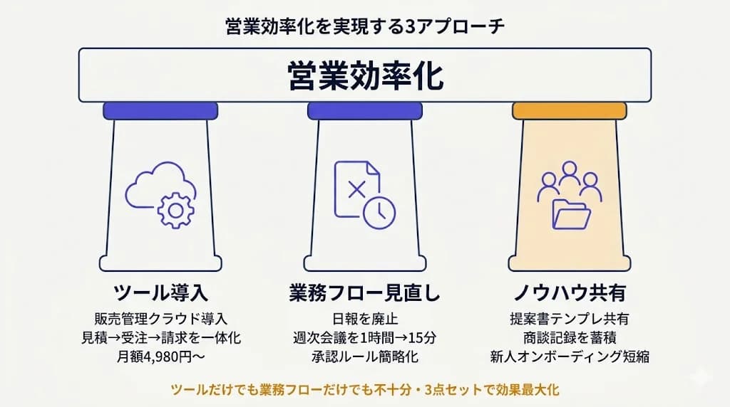 営業効率化を実現する3アプローチ