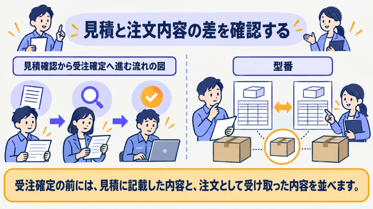 見積確認から受注確定へ進む流れの図