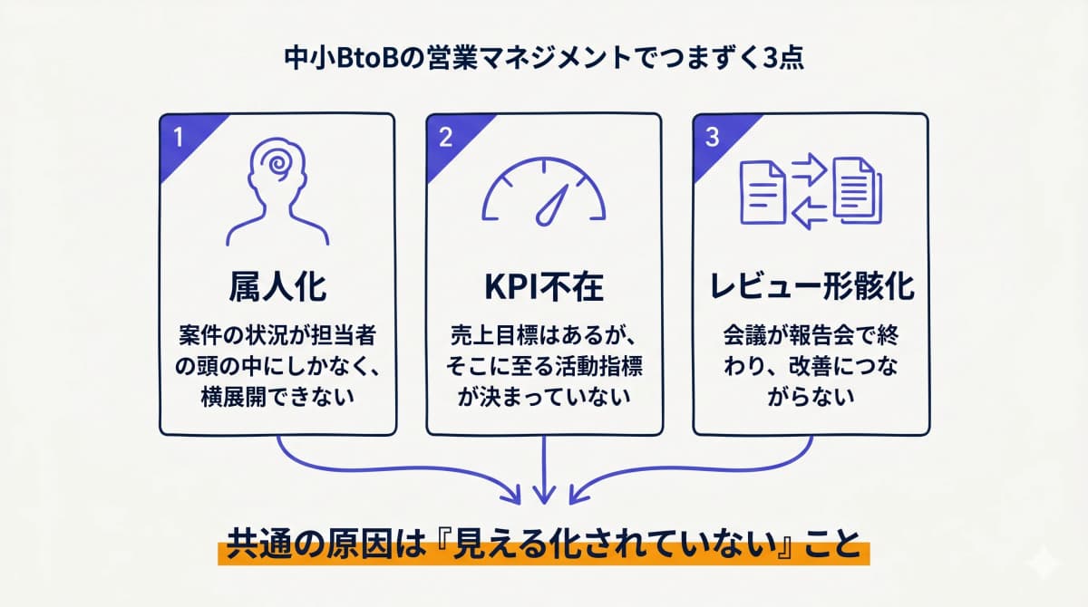 営業マネジメントでつまずく3点