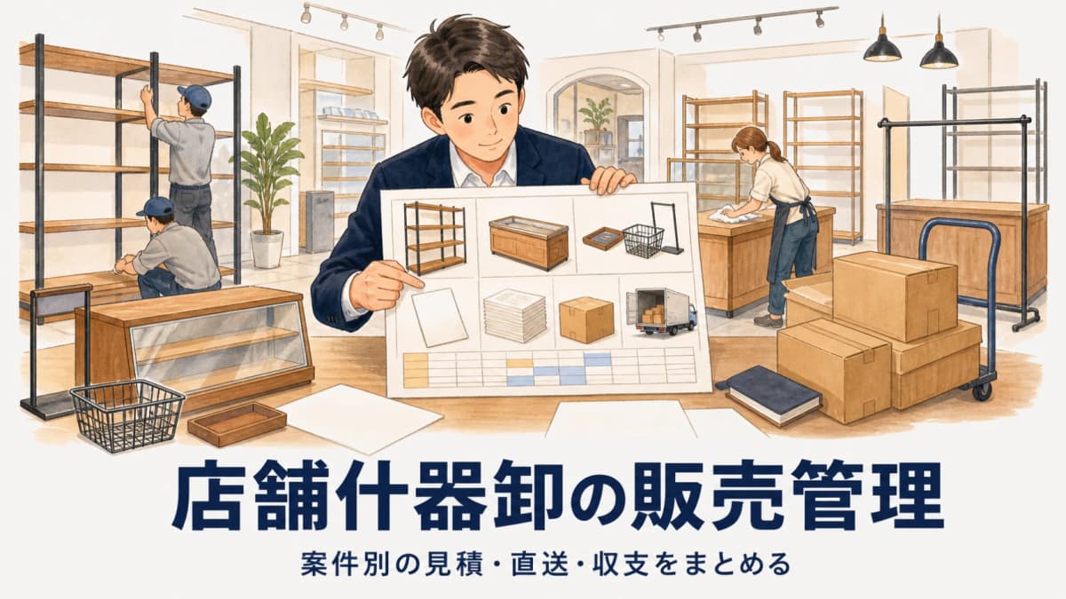 店舗什器卸の販売管理|案件別の見積・直送・収支をまとめる