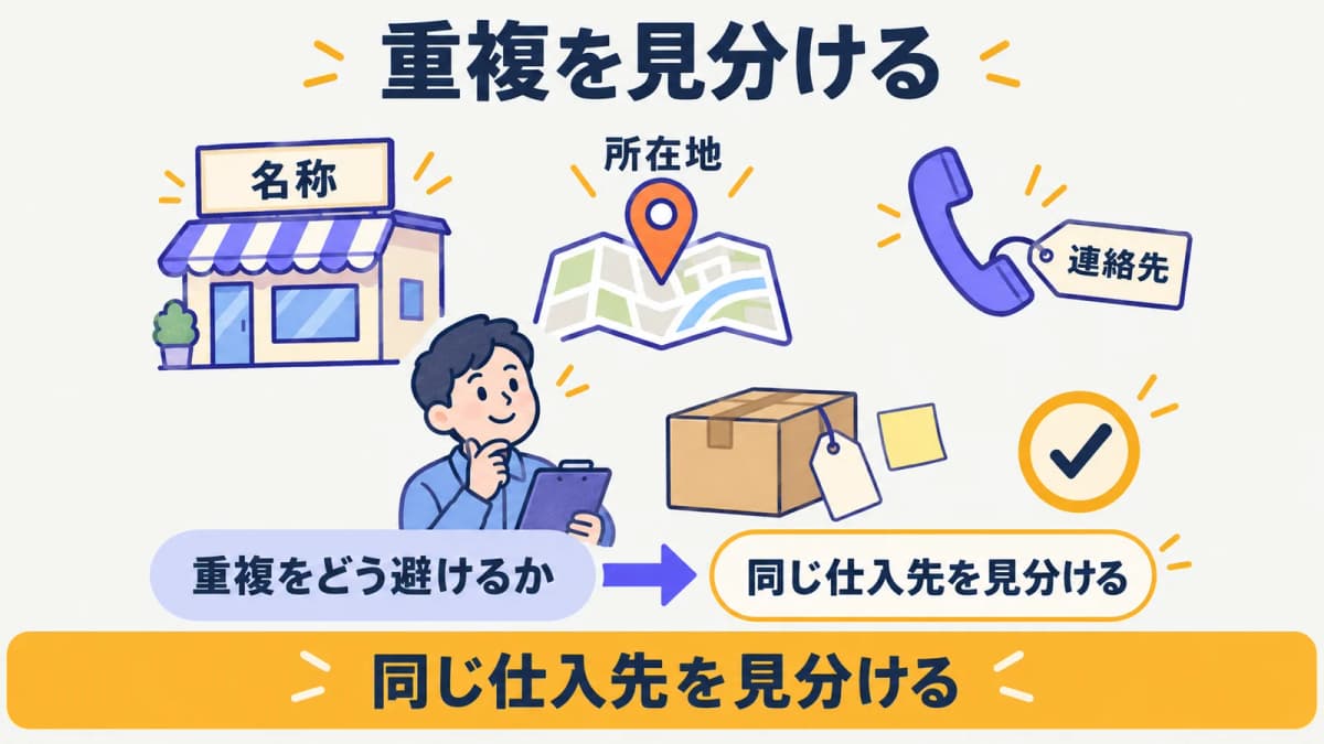 仕入先名の重複と表記ゆれを確認して台帳を整える流れ