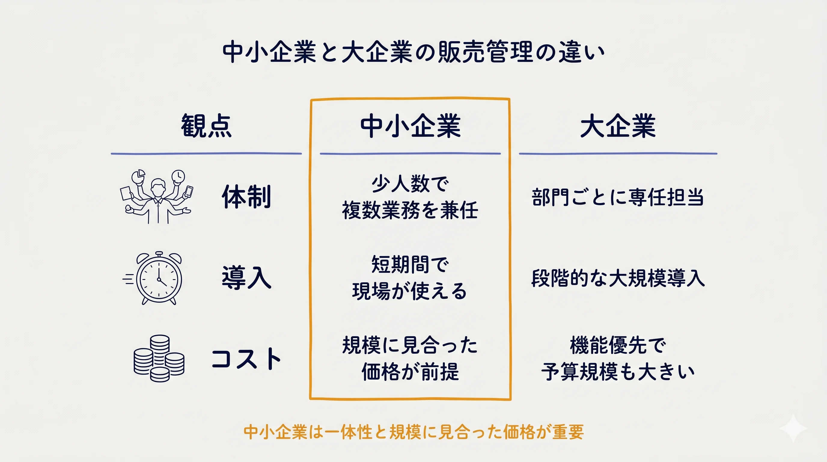 中小企業と大企業の販売管理の違い